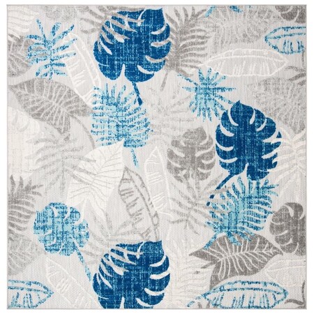 Safavieh 4 x 4 ft. Cabana 800 Power Loomed Square Area Rug Grey & Blue CBN831F-4SQ